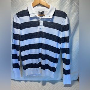 Express Striped Buttoned Collar Sweater